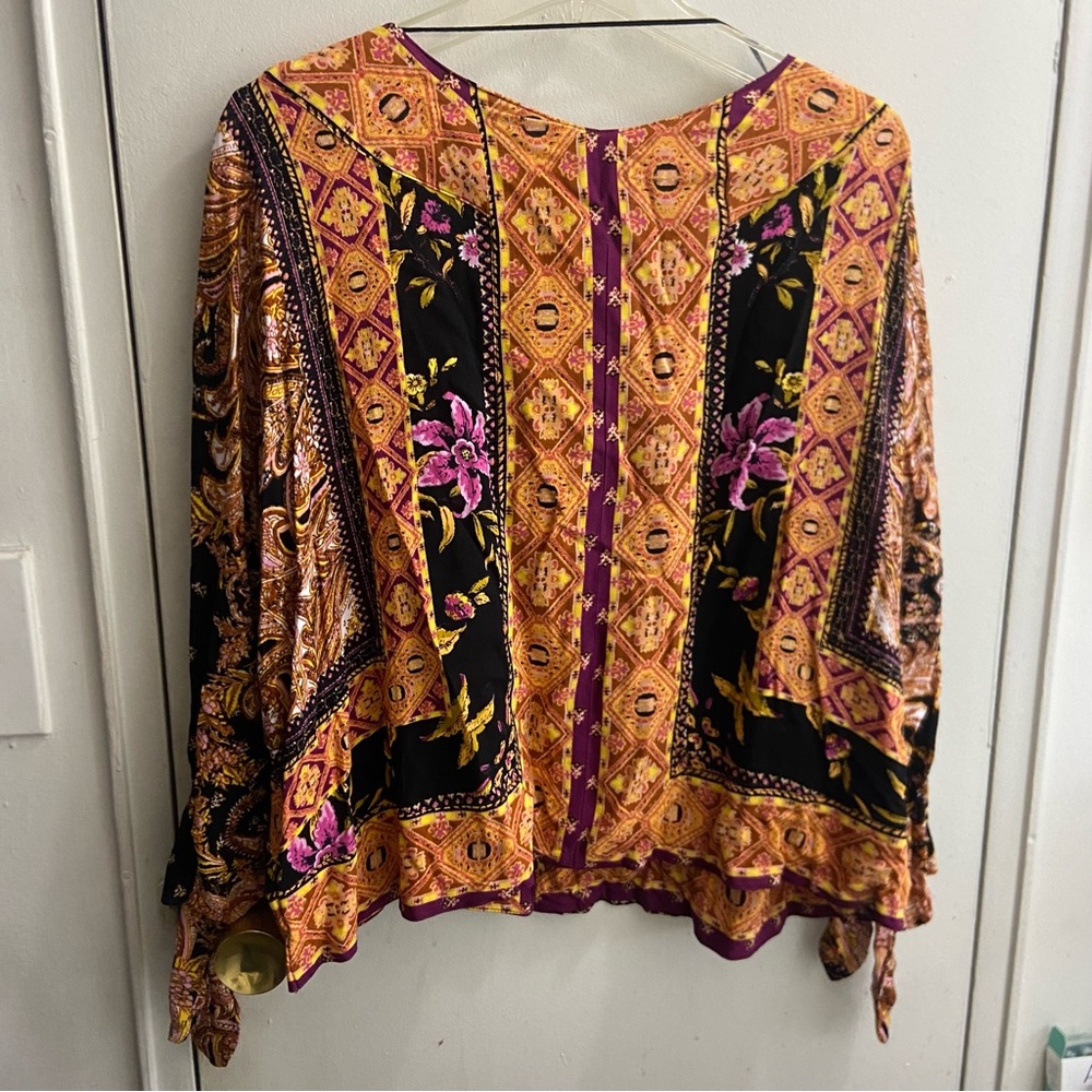 Free People Orange and Black Patterned Blouse - Picture 5 of 5